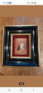 Lief klein oud kattenschilderijtje olieverf op paneel, Antiek en Kunst, Kunst | Schilderijen | Klassiek, Ophalen