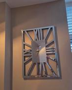 Wandklok klok spiegel zilver glas, Ophalen, Wandklok