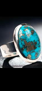 Nishapur Turkoois ring van 925 sterling zilver., 20 of groter, Nieuw, Dame of Heer, Met edelsteen