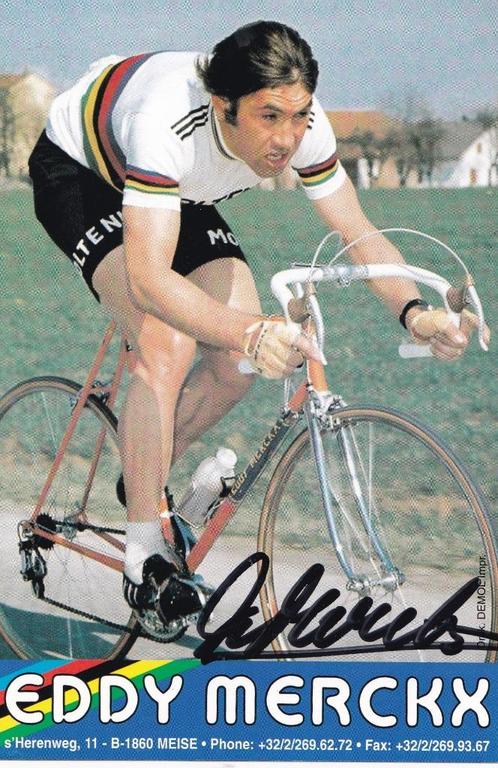 Wielrennen EDDY MERCKX Orignele kaart ECHTE handtekening, Verzamelen, Sportartikelen en Voetbal, Zo goed als nieuw, Spelerskaart