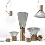 BROKIS Muffin PC851 LARGE helder glas + oak design hanglamp, O, O, O, Ophalen of Verzenden