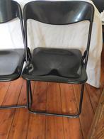 4 zwarte inklapbare stoelen, Ophalen, Gebruikt, Zwart