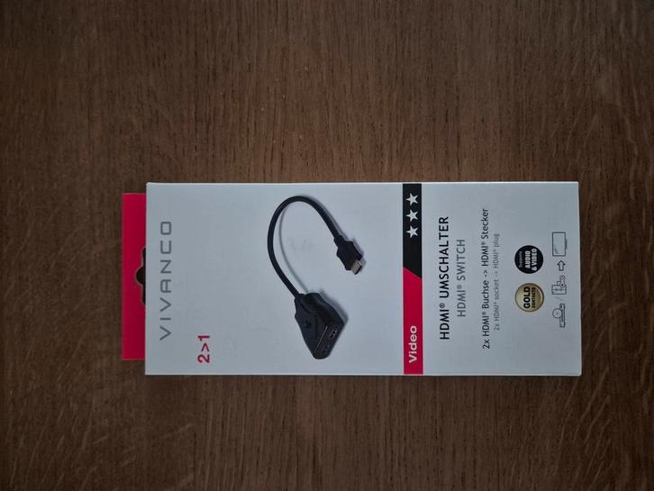 Hdmi spilter 2 naar 1 van het merk vivanco, Audio, Tv en Foto, Audiokabels en Televisiekabels, Nieuw, HDMI-kabel, Minder dan 2 meter