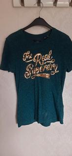 (Zee) groen shirt met gouden pailletten Superdry maat 38, Groen, Gedragen, Superdry, Maat 38/40 (M)