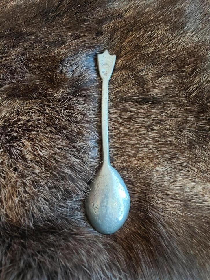 Oude Tinnen Lepel - Antiek, Bijzonder Merkteken!, Antiek en Kunst, Antiek | Bestek, Ophalen of Verzenden