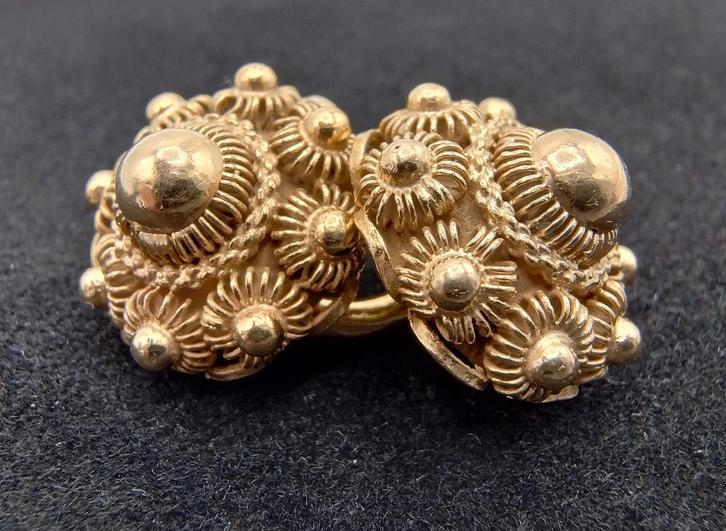 Zilveren keelknopen, goudverguld, 19e eeuws, Antiek en Kunst, Antiek | Goud en Zilver, Zilver, Verzenden