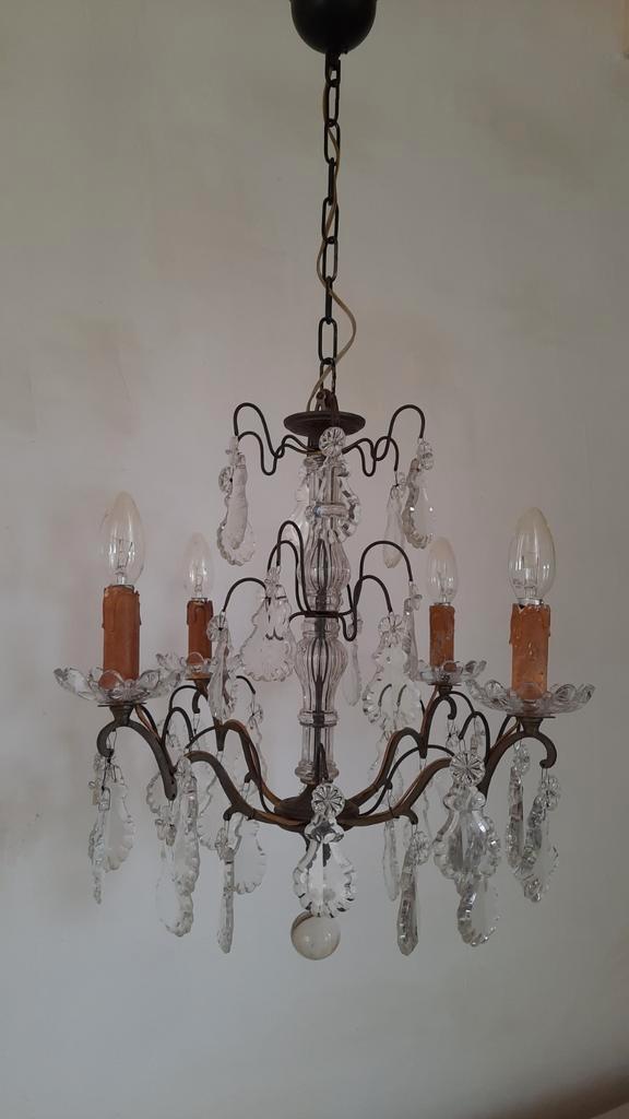 Oude Franse kroonluchter 25HH (nuzzelspul), Huis en Inrichting, Lampen | Kroonluchters, Gebruikt, Ophalen of Verzenden