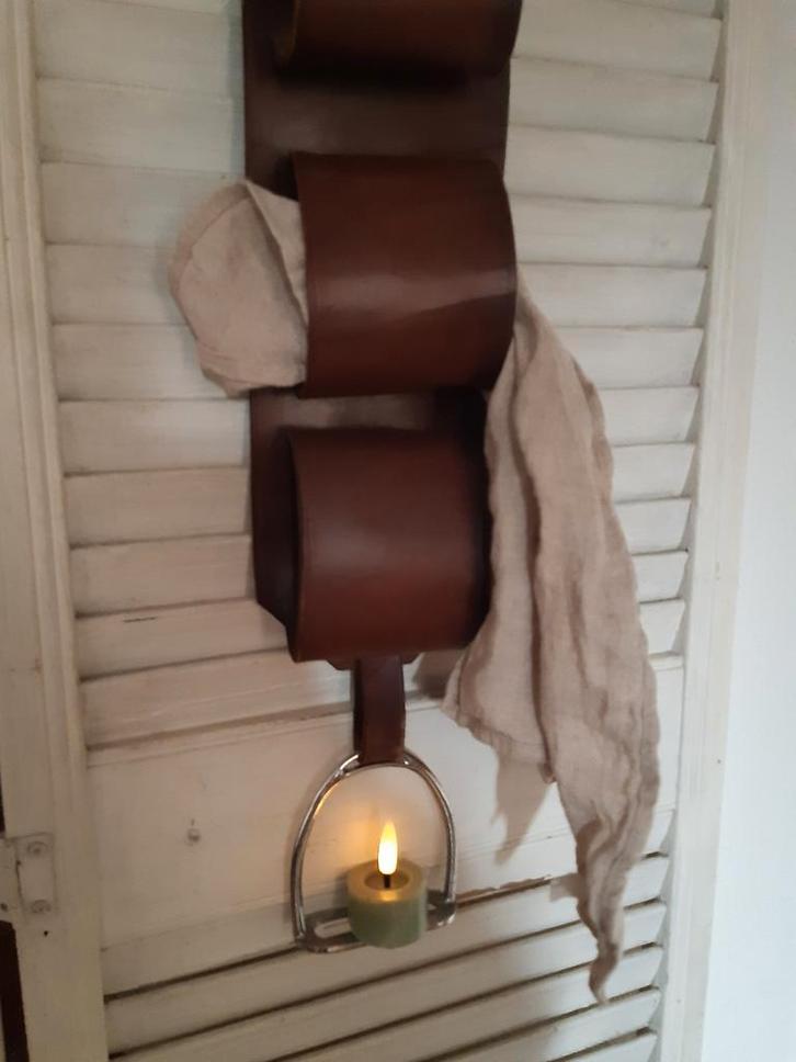 Leren?riem /band "handdoekrek"met stijgbeugel landelijk, Antiek en Kunst, Curiosa en Brocante, Ophalen of Verzenden