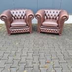 2x Chesterfield Springvale fauteuil antiek bruin + BEZORGING