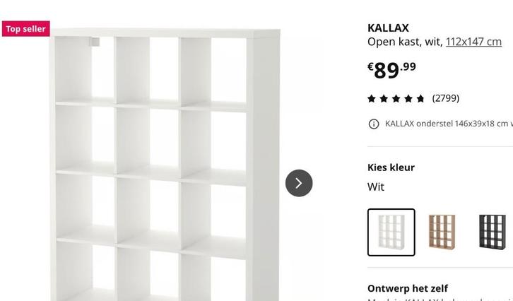 witte kallax kast 12 vakken Ikea (Zonder inzet), Huis en Inrichting, Kasten | Boekenkasten, Gebruikt, 100 tot 150 cm, 150 tot 200 cm