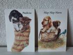 Oude Vintage Dieren Verjaardagskaarten Hondjes + Kat Poes, Ophalen of Verzenden, Ongelopen, Hond of Kat