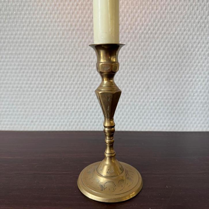 Gegraveerde Oosterse Kandelaar, Kaarsenhouder, Klein Model, Huis en Inrichting, Woonaccessoires | Kandelaars en Kaarsen, Gebruikt