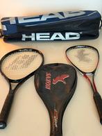 Tennis- en badmintonrackets met tas, Sport en Fitness, Squash, Ophalen, Gebruikt, Racket, Met hoes
