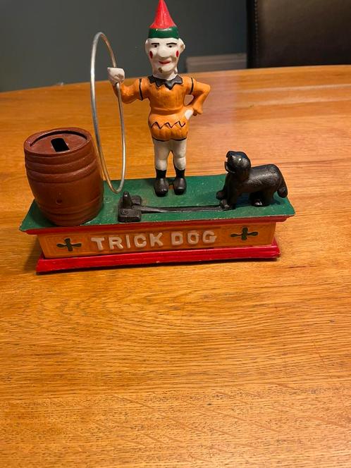 mechanische spaarpot van gietijzer, bekend als "Trick Dog", Antiek en Kunst, Antiek | Overige Antiek, Ophalen of Verzenden