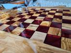 Handgemaakte Olijfhouten Schaakspel met epoxy - 40cm- Uniek, Ophalen of Verzenden, Nieuw