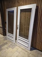Dubbele tuindeuren met HR++ glas en bovenlichten, Ophalen, Gebruikt, 120 cm of meer, 200 tot 215 cm
