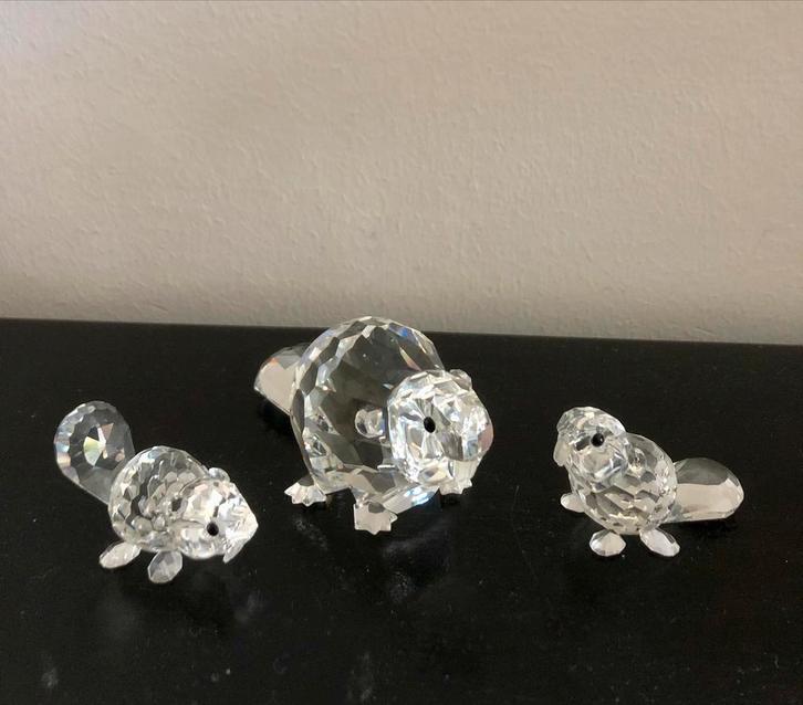 Swarovski Bever familie, Verzamelen, Swarovski, Zo goed als nieuw, Figuurtje, Ophalen of Verzenden