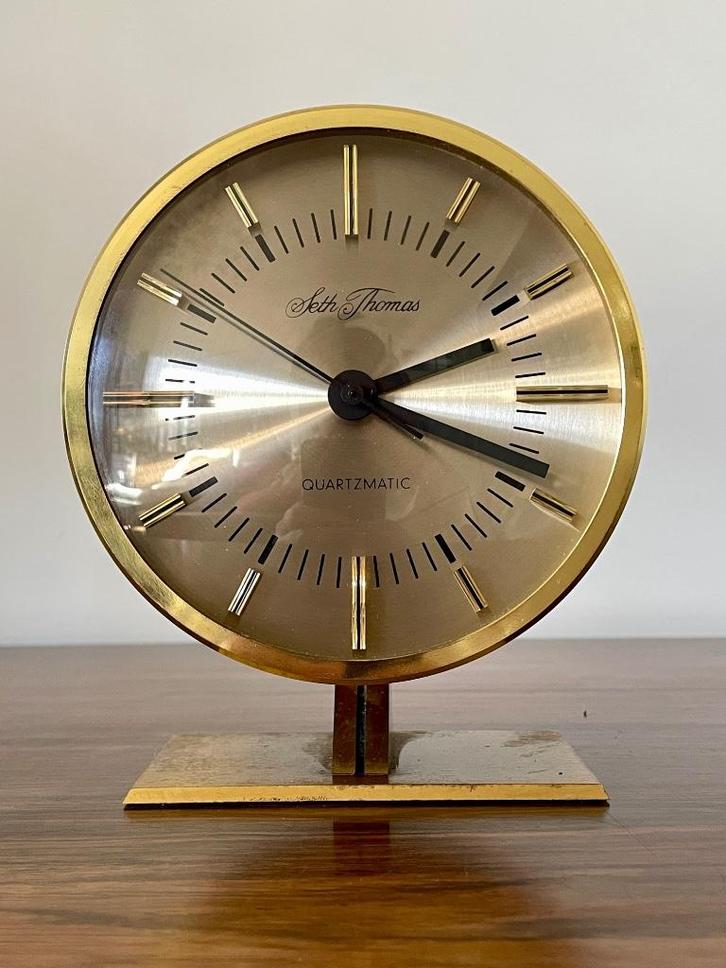 Originele vintage Seth Thomas tafelklok uit de jaren 70, Antiek en Kunst, Antiek | Klokken, Ophalen of Verzenden