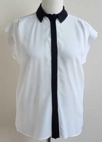 Esprit prachtige witte blouse met zwart mt. L
