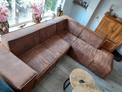 Hoekbank cognac, direct op te halen, Huis en Inrichting, Banken | Complete zithoeken, Gebruikt, Ophalen of Verzenden