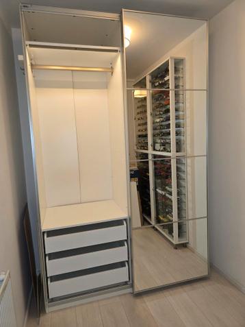 Ikea hoge Pax kast (wit) met spiegel schuifdeuren - afbeelding 2