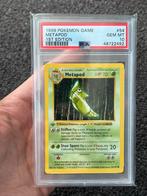 Pokémon PSA 10 1st edition Metapod #54 Base set, Ophalen of Verzenden, Zo goed als nieuw, Losse kaart, Foil