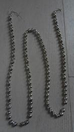 Kerst : Oude glazen slinger dubbele kraal zilver, Ophalen of Verzenden, Gebruikt