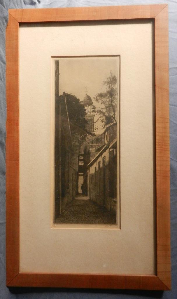 Fraaie ets Steeg bij Augustinuskerk Utrecht Willem v Leusden, Antiek en Kunst, Kunst | Etsen en Gravures, Ophalen of Verzenden