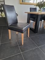 6 zwarte Lederen eetkamer stoelen, uitstekende staat, Ophalen, Zwart, Leer, Zo goed als nieuw