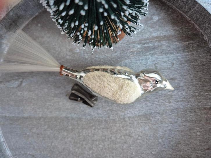 Vintage kerstbal vogel op clip 580, Diversen, Kerst, Gebruikt, Ophalen of Verzenden