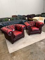 Chesterfield fauteuils , oxblood rood chesterfield stoelen, Klassieke, 75 tot 100 cm, Leer, Ophalen of Verzenden