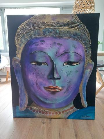 Een mooi canvas schilderij van een boedah. beschikbaar voor biedingen