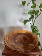 2x vintage retro persglas schalen amber schelpjes, Antiek en Kunst, Ophalen of Verzenden