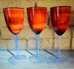 3 Rode Robijn Wijnglazen (Cadmium Glas) Antiek Glaswerk Setj, Ophalen of Verzenden