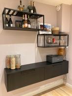 Luxe Zwart Eiken Keukenkast Hangend Wandmeubel, Ophalen, Zo goed als nieuw