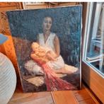 Olieverf schilderij moeder en kind portret gesigneerd, Ophalen