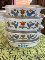 Pyrex Country Festival Blue Birds oven schalen circa 1975, Ophalen