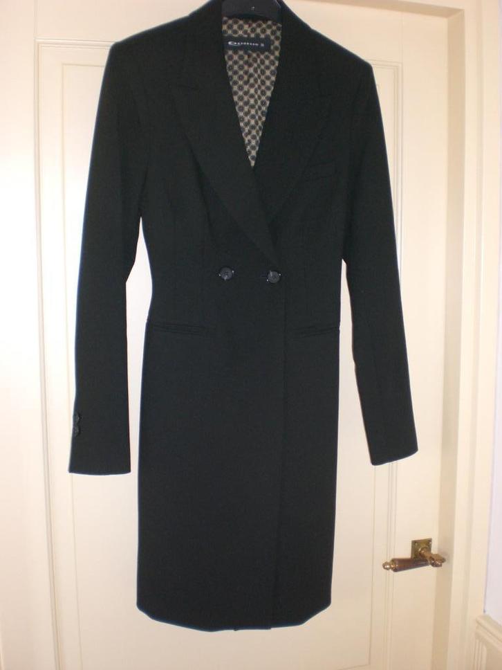 Lange Zwarte Blazer //  Jas, Kleding | Dames, Jasjes, Kostuums en Pakken, Zo goed als nieuw, Jasje, Maat 36 (S), Zwart, Verzenden