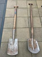 Tuin gereedschap: 2 scheppen, hark, bezem, grondboor, Tuin en Terras, Hand-tuingereedschap, Ophalen, Gebruikt, Schop