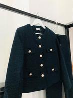 Bouclé broekpak broek pak blauw m, Maat 38/40 (M), Blauw, Ophalen of Verzenden, Zo goed als nieuw