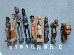 Verzameling 9 leuke houten beeldjes (Afrika?) los te koo, Verzamelen, Beelden en Beeldjes, Ophalen of Verzenden, Zo goed als nieuw