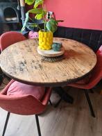 Zware industriële ronde eettafel, Huis en Inrichting, Tafels | Eettafels, Ophalen, Gebruikt, Rond, Vijf personen of meer