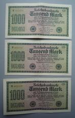 3x Reichsbanknote 1000 Mark 1922 Duitsland, Postzegels en Munten, Verzenden, Duitsland, Los biljet