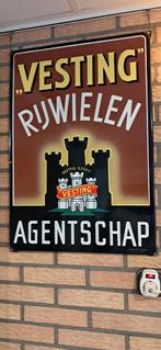 Vesting rijwielen emaille reclamebord, Ophalen of Verzenden, Zo goed als nieuw, Reclamebord