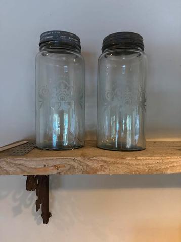 2 Brocante Voorraadpotten - 24 cm beschikbaar voor biedingen