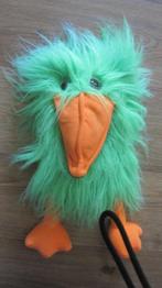 Groene & zwarte vogel handpop met geluid in de snavel 40 cm, Ophalen of Verzenden, Overige typen