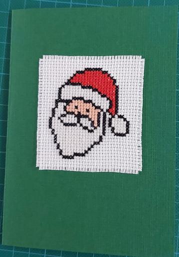 geborduurde kerstkaart met kerstman (1748) beschikbaar voor biedingen