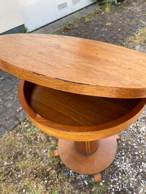 Rond eikenhout bijzet tafeltje (1930?) 60 doorsnee 65 hoogte, Antiek en Kunst, Antiek | Meubels | Tafels, Ophalen of Verzenden