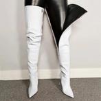 Witte leren overknee dames laarzen met rits, Verzenden, Nieuw, Wit, Hoge laarzen