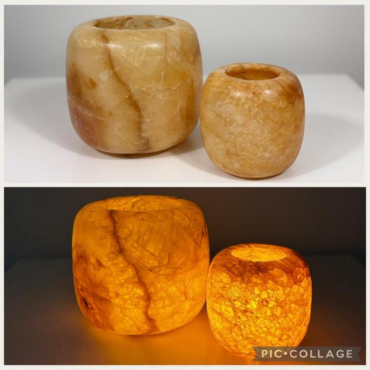 Alabaster set M en XL, Huis en Inrichting, Woonaccessoires | Kandelaars en Kaarsen, Nieuw, Kandelaar, Minder dan 25 cm, Overige materialen